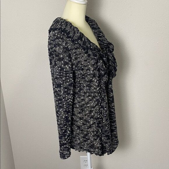 Conrad C Collection Wool Blend Chunky Knit Ruffle Collar Cardigan Women's Size M - Picture 7 of 14
